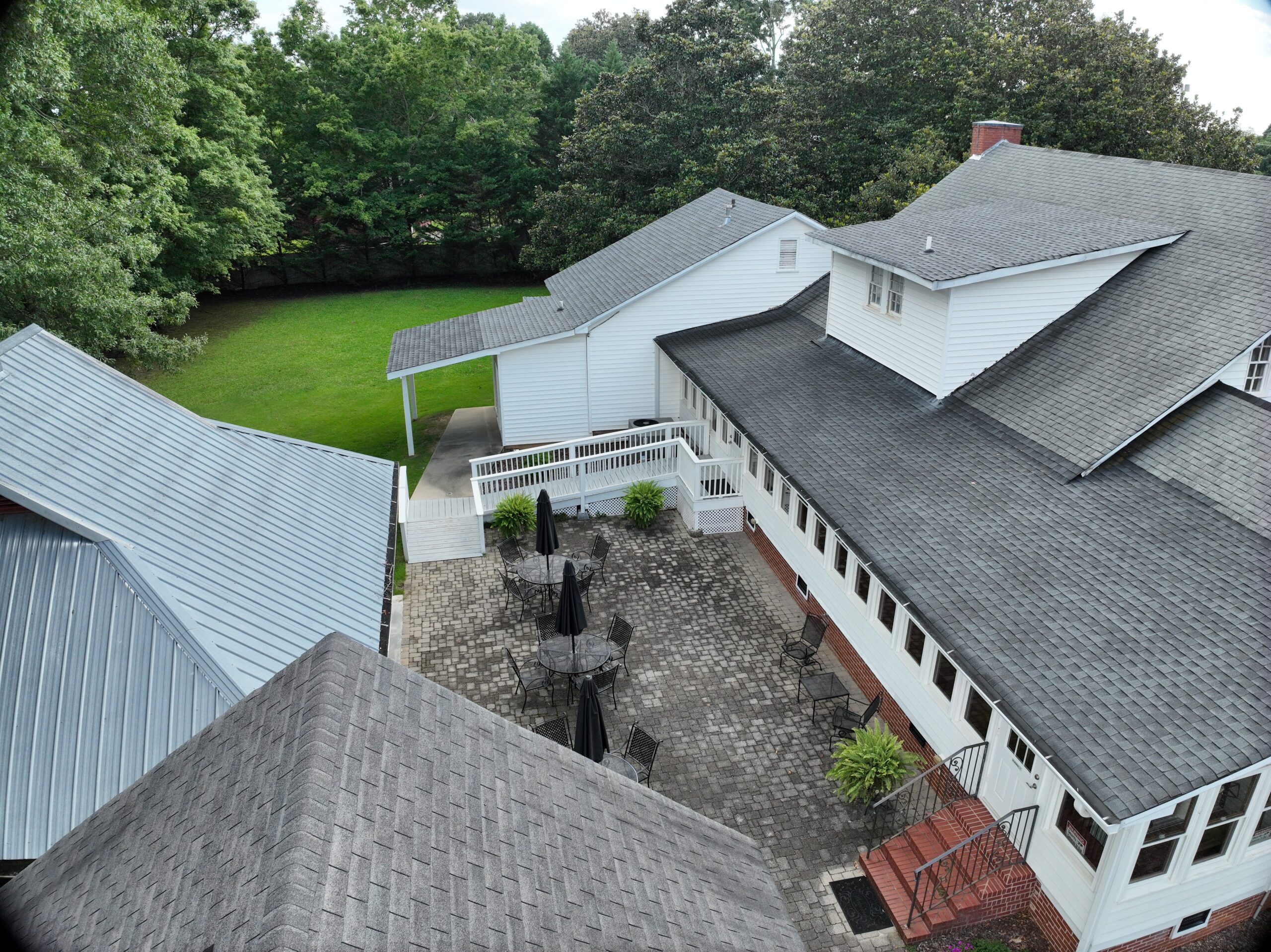 Drone view of The Roop House property